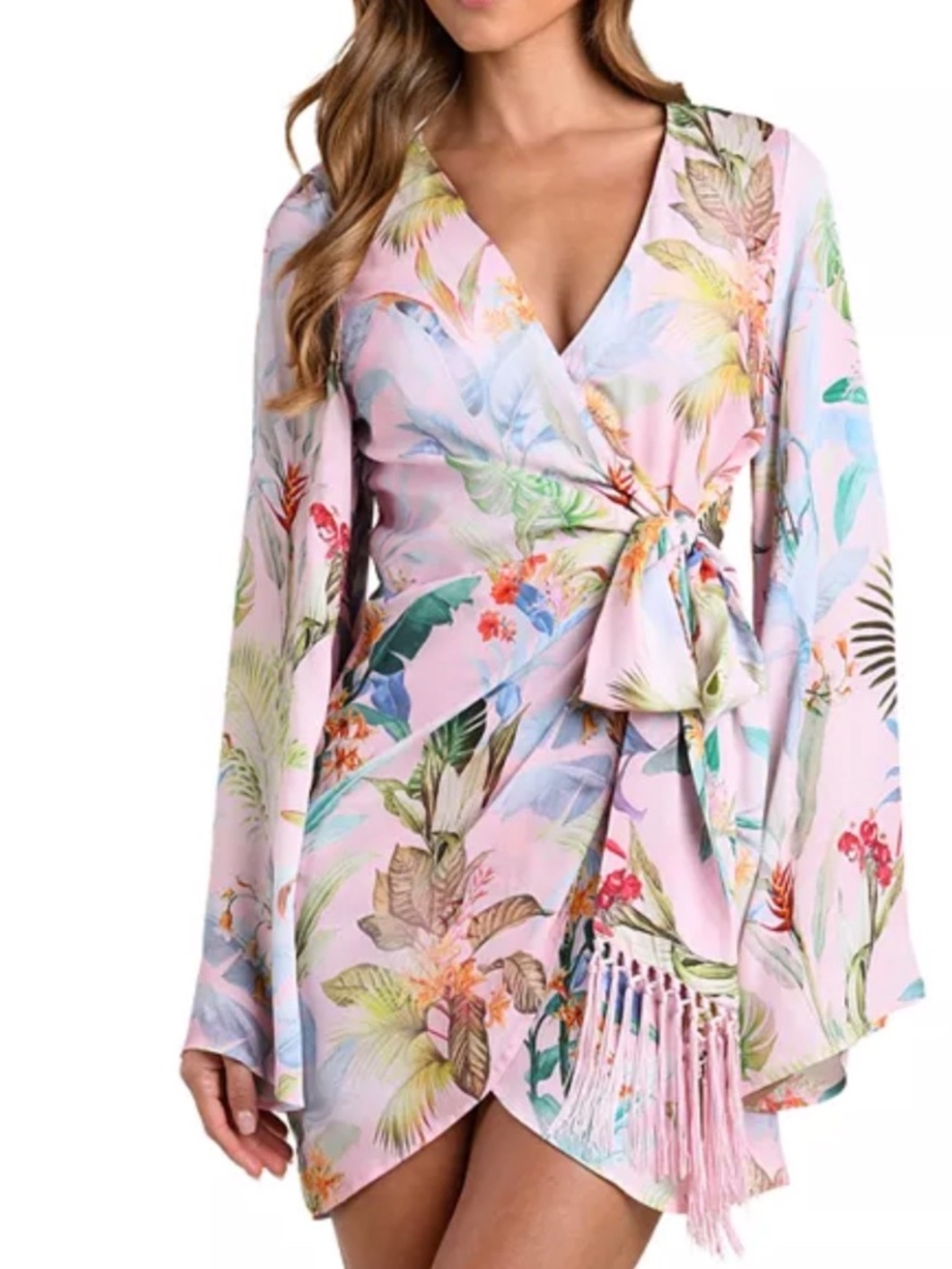 NWT L'AGENCE Kohima Colorful Palm Mini Cover-Up Dress